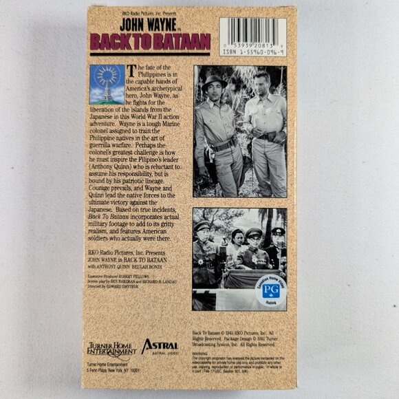 3/$15 Vintage VHS war movie BACK TO BATAAN (1945) with John Wayne WWII movie - Picture 3 of 4